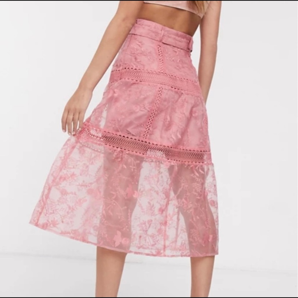 ✨ NWT ASOS DESIGN Petite Embroidered Midi Skirt - Picture 3 of 11